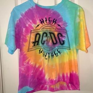 tie dye vintage AC/DC crop top